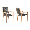 Tento Campait 36.5 in. Madsen Outdoor Patio Charcoal Rope Arm Acacia Chair, Natural Color TE1685547